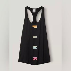 PINK brand black rainbow ombré logo tank top